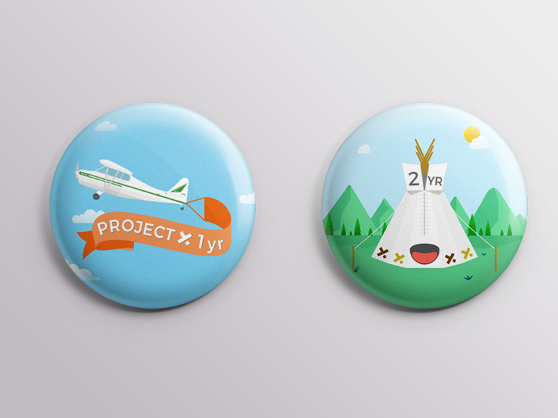 Project YX Anniversary Badges dribble work fun vector design illustration anniversary pins badges