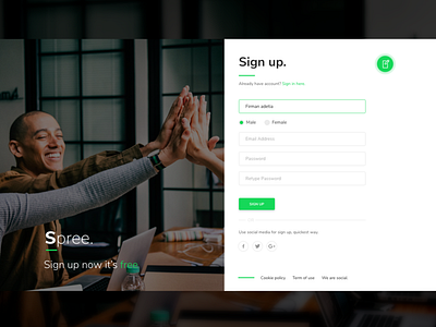 Spree - Sign up page branding daily 100 challenge daily ui 001 design firmlab web