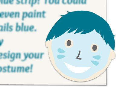 Work in progress... blue boy character face face paint illustration vector