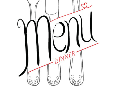 Wedding Menu cutlery hand lettering menu typography vector wedding