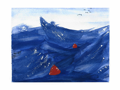 Stormy Sea Watercolor Illustration