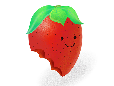 The strawberry bitten animation app branding design flat icon illustration logo minimal no trading web design website