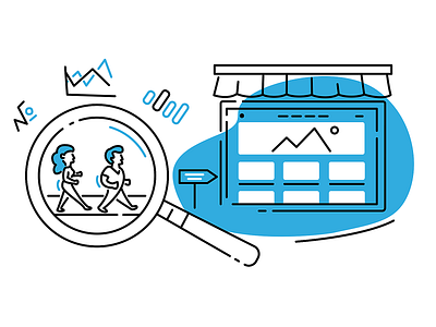 Ecommerce forecast tool analysis ecommerce flat forecast illustration line art magnifier online store tool visitors