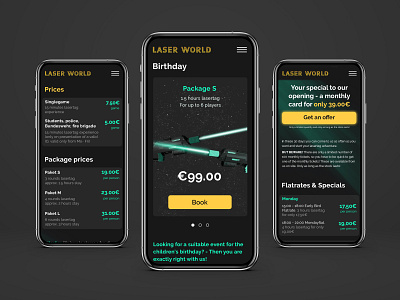Prices page branding laser tag mobile mobile design space ui ux ui website