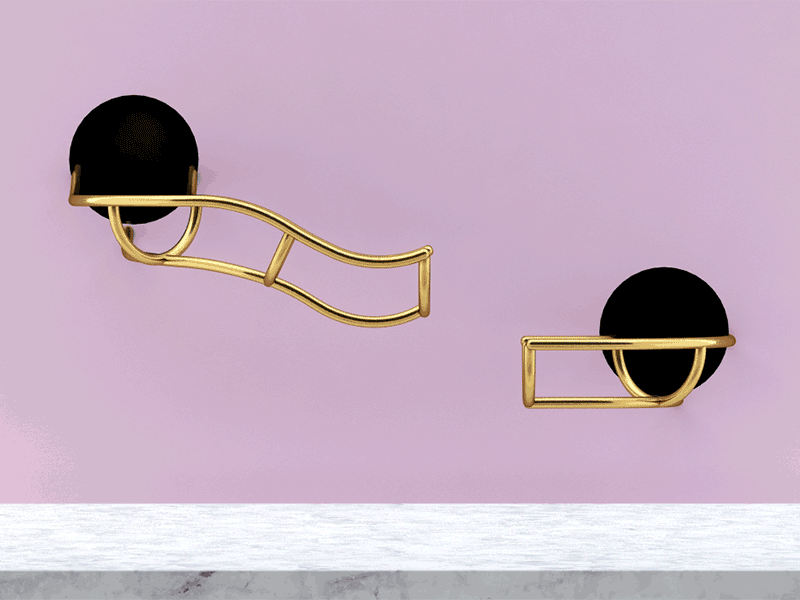 Personal loop project design bounce wall ball wood animation pink gold vray c4d