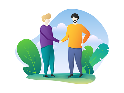 Make an agreement agreement business color company contract design handshake illustration man partner partner business plant vector web