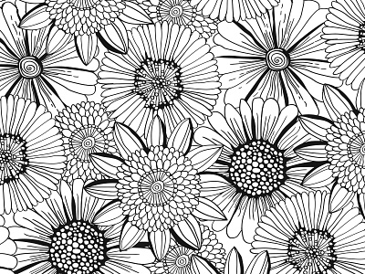 Floral Pattern black color design doodle floral flower flowers illustration monochrome plant sketch vector web white