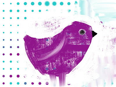 Purple bird art bird design dots illustraion infinity paint painter print small web