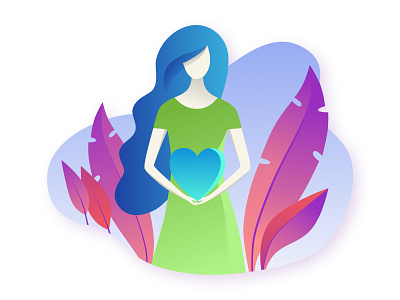 Young woman holds the heart in her hands. design girl hand heart icon illustration nature plant vector web woman young