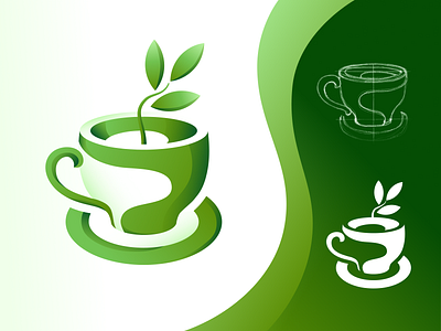 Cup with plant branding ceramic clayware color cup design green illustration logo natural plant pottery studio vector web