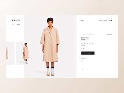 Prada - Product Detail Re-Design animation clothes concept interface principle ui ux video webdesign website