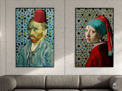 VAN GOGH & LA JEUNE FILLE À LA PERLE X Beldi art beldi branding graphic design illustration living room morocco tradition van gogh vangogh