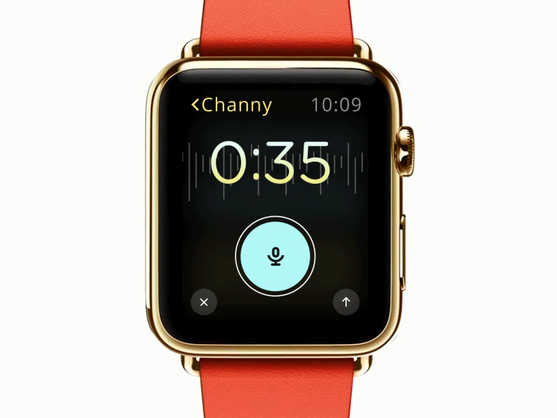 Messenger Watch UI / Voice Reply Interaction apple gif interaction messages messenger record reply soundwave transition ui voice watch