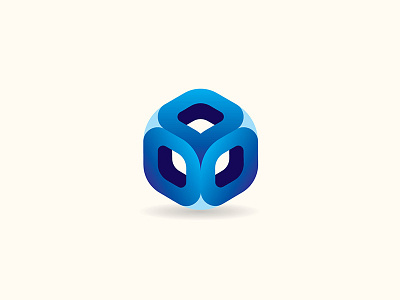 Smooth Cube Blue design icon logo vector