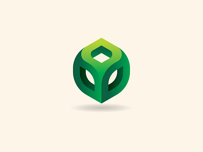 Smooth Cube Flora design icon logo vector