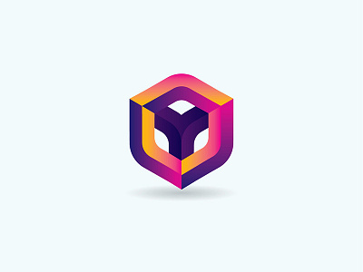 Smooth Cube - Purple Shield design icon logo vector