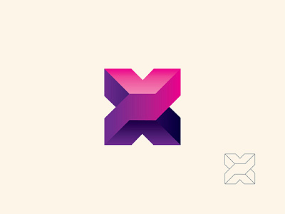 X Purple Logo design logo vector