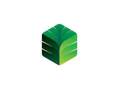 Green Cuboid Leaf Logo design icon logo vector