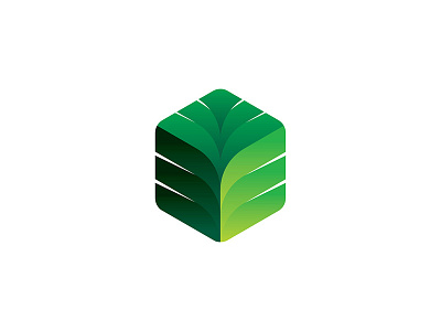 Green Cuboid Leaf Logo