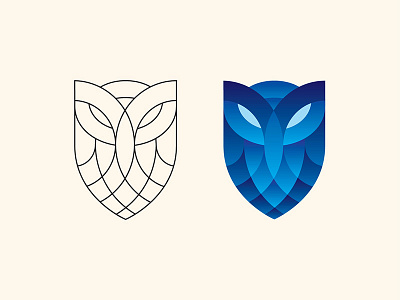 Owl Shield Logo Outline design icon logo vector