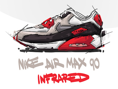 (Free vector)Nike Air Max 90 INFARED air airmax airmax90 art work clipart eps free infared nike sneaker sneakerhead vector art