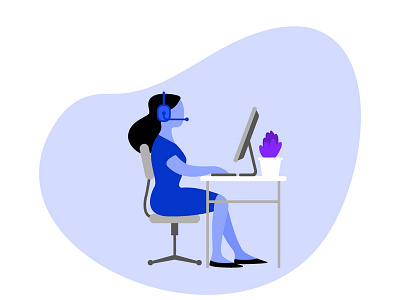 Operator at a desk illustration vector