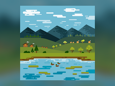 Lake Illustration illustration lake mountains nature nature illustration vector