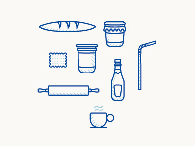 Food pattern (wip) biscuit blue branding design food french grocery icons illustration meat pattern picto