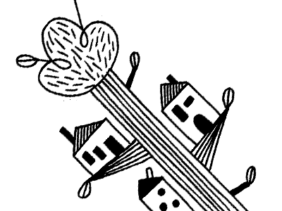 Tree Houses - WIP black and white house illustration tree