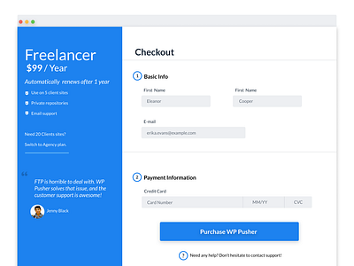 wp pusher checkout page redesign