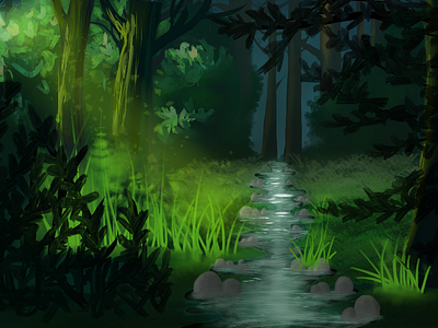 Magical Forest Background design illustration