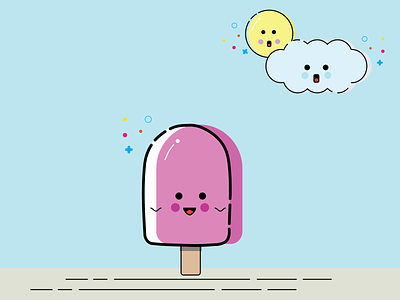 Tempting Ice Cream! cloud design ice cream illustration mbe style sun vector