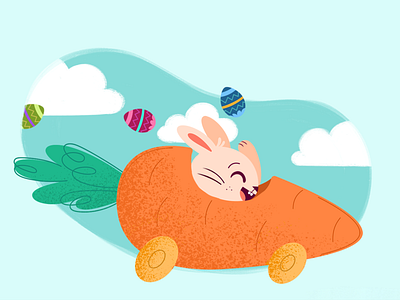 Easter Bunny art bunny carrot digital easter egg illustration illustrator texture vector
