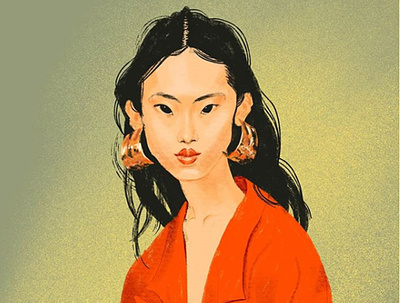 woman portrait art asian girl design fashion illustration girl character girl illustration illustration illustrator ipadproart minimal procreate woman