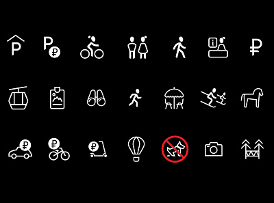 Icons for Krasnaya Polyana resort art branding design flat icon iconography identity minimal navigation vector web