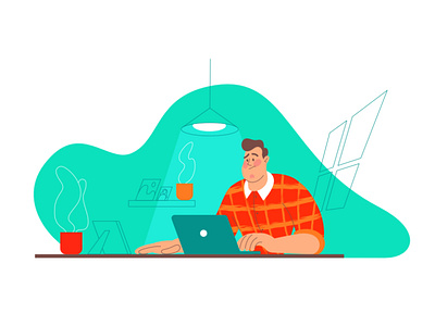 man working art branding design flat illustration illustrator minimal vector web website