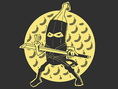 Ninja Banana 1 color illustration tshirt