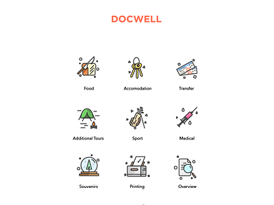 Icons for Docwell cartoon flat icons