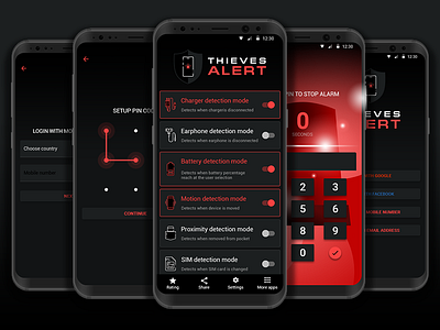 Thieves alert app android design app design icons logo material design ui ux web design