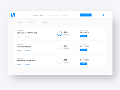 Tasking App app design ui