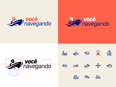 Você Navegando boat branding logo ship