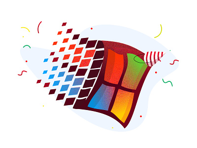 Happy Birthday Windows! celebrate colors confetti enjoy happy birthday hat illustration software vector windows