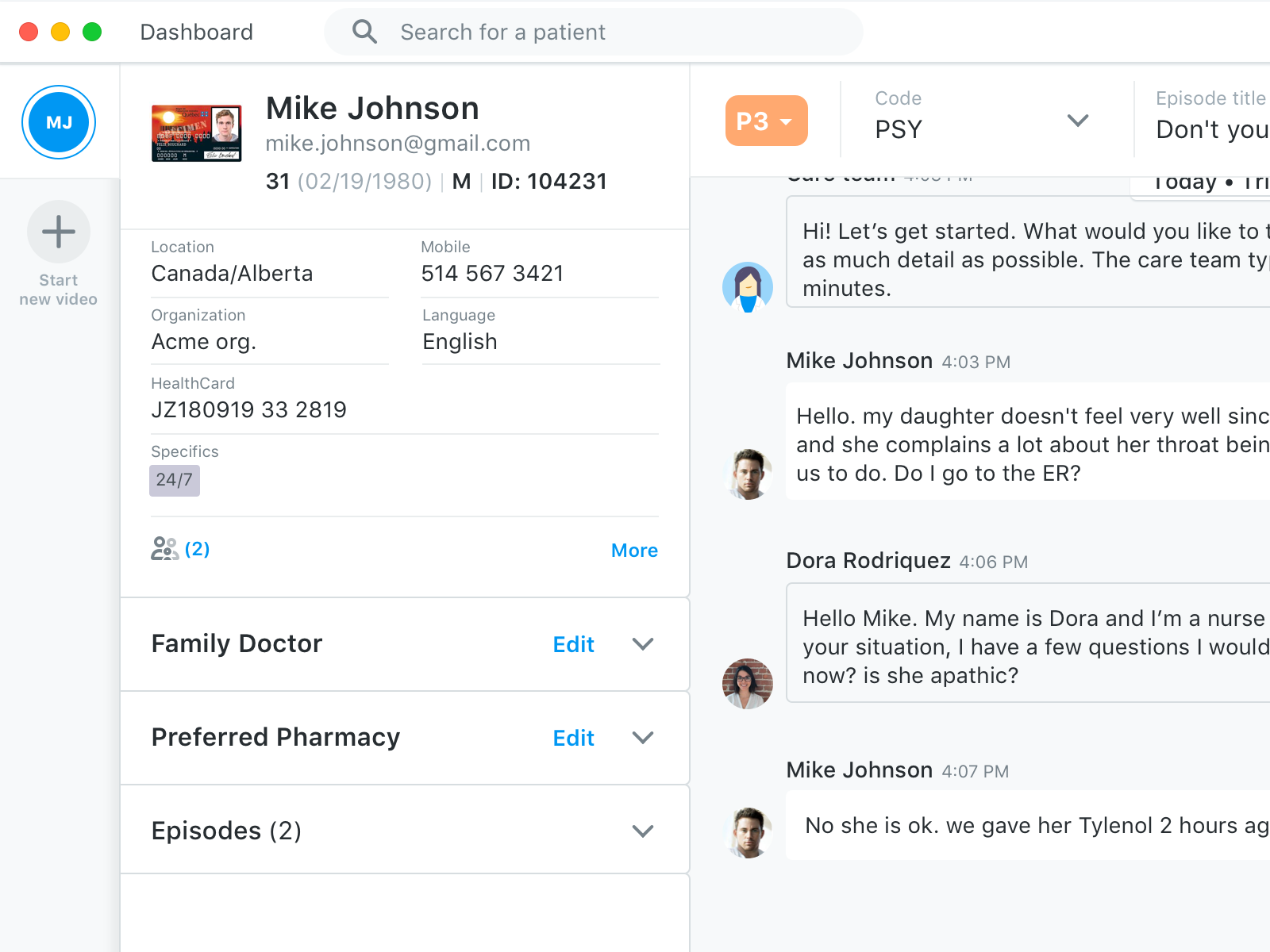 user profile