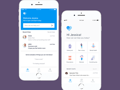 Home Screen: Before vs. After admin branding chat conversations illustration profile ui ux