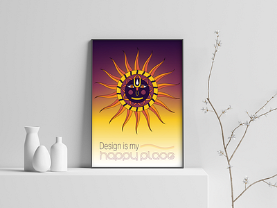 Design is my Happy Place design illustration illustrator poster purple retro yellow