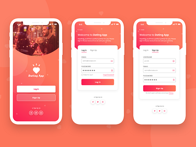 Dating Mobile App - Sign In / Sign Up account ios ios design log in login mobileapp mobileappapp register registration sign in sign up signin signup ui ui deisgn