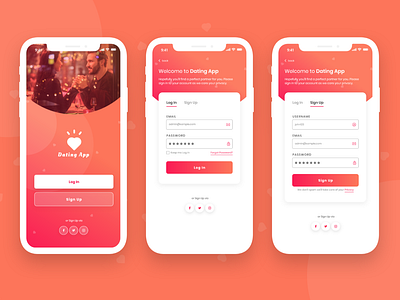 Dating Mobile App - Sign In / Sign Up