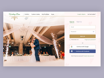 Wedding Bean Sign In / Sign Up UI account log in login sign in sign up signin signup ui uidesign wedding wedding fair wedding website