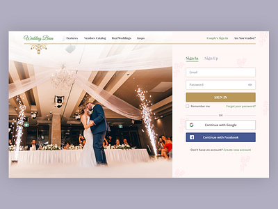 Wedding Bean Sign In / Sign Up UI