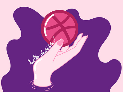 Hello Dribbble ! dribbble ball illustration illustrator pink